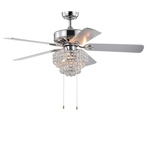Warehouse Of Tiffany CFL-8342CH 55 in. Faegan Matte Black Lighted Ceiling Fan with Caged 3-Light Edison Lamp; Silver CFL-8342CH - main